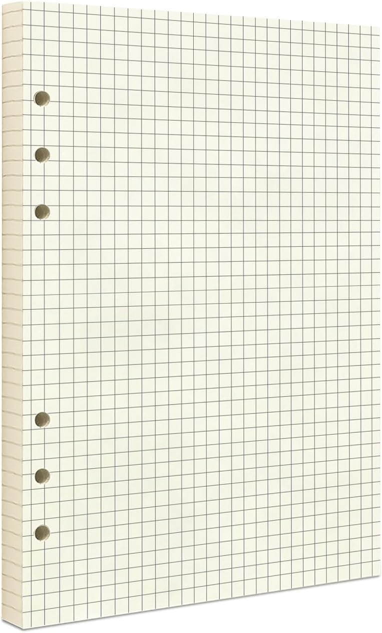 Mafegu A5 Grid Refill Paper,100GSM A5 Graph Rule Paper/Quad Rule Filler Paper for 6 Ring Refillable Binder/Planner/Diary Journals/Painting, 80 Sheets/160 Pages (Beige-Grid-A5) - Image 1